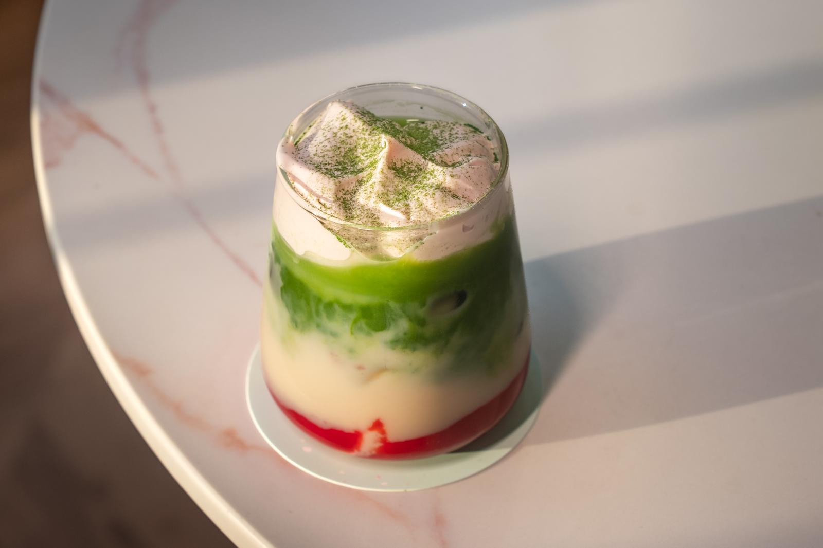 Raspberry  matcha frappe